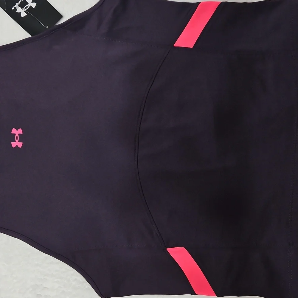 Under Armour Deep Purple Tank Top with Bold Neon Pinkish Coral Accents - Picture 7 of 8